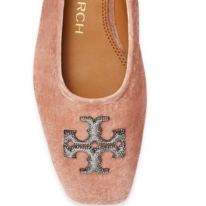 NIB Tory Burch Eleanor Crystal Velvet Ballet Flat Pink